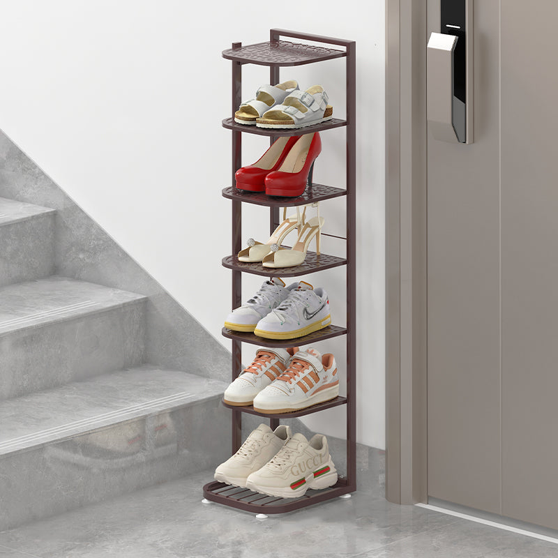 Modern Minimalist Iron Shoe Storage Rack in Square Pebble Pattern with Bake-Paint Finish — 5–10-Tier Options for Entryways & Living Rooms