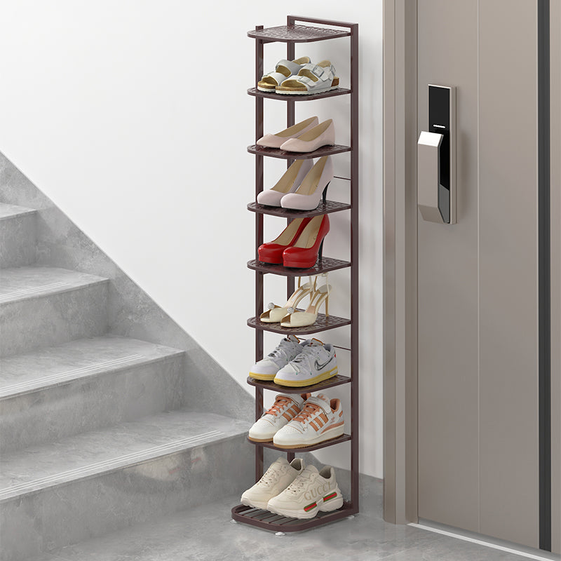 Modern Minimalist Iron Shoe Storage Rack in Square Pebble Pattern with Bake-Paint Finish — 5–10-Tier Options for Entryways & Living Rooms