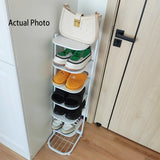 Modern Minimalist Iron Shoe Storage Rack in Square Pebble Pattern with Bake-Paint Finish — 5–10-Tier Options for Entryways & Living Rooms
