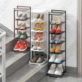 Modern Minimalist Iron Shoe Storage Rack in Square Pebble Pattern with Bake-Paint Finish — 5–10-Tier Options for Entryways & Living Rooms