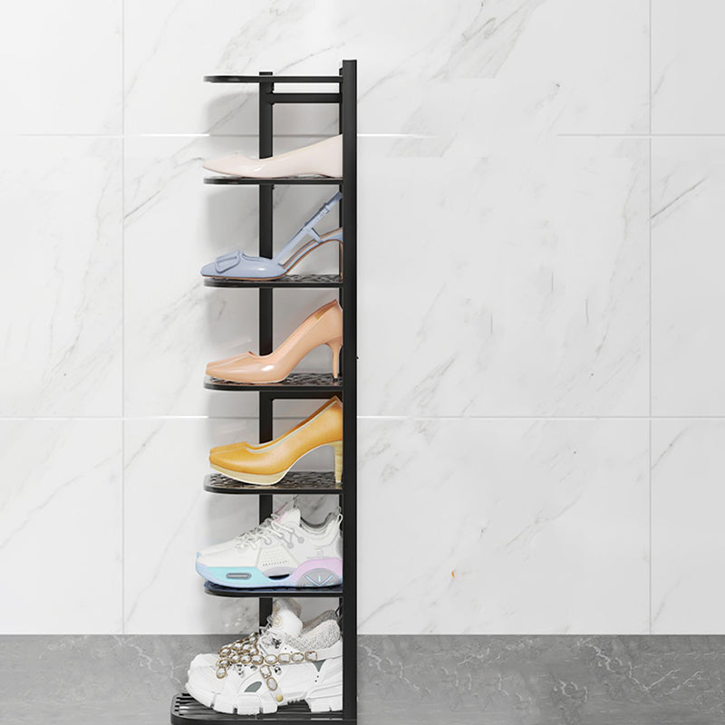 Modern Minimalist Iron Shoe Storage Rack in Square Pebble Pattern with Bake-Paint Finish — 5–10-Tier Options for Entryways & Living Rooms