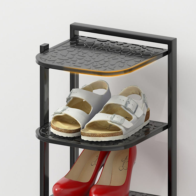 Modern Minimalist Iron Shoe Storage Rack in Square Pebble Pattern with Bake-Paint Finish — 5–10-Tier Options for Entryways & Living Rooms