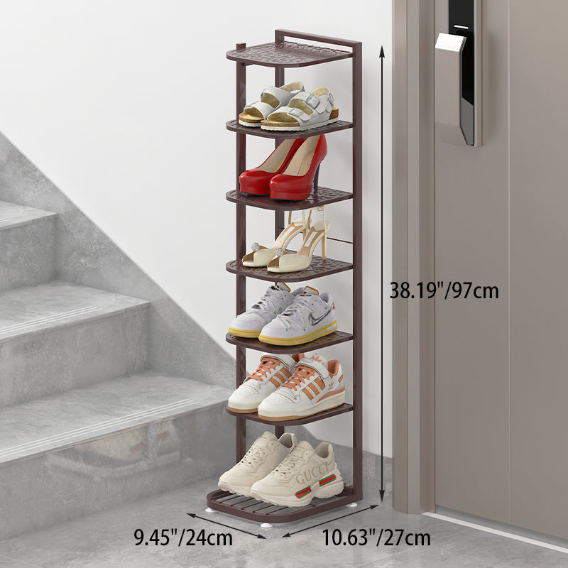 Modern Minimalist Iron Shoe Storage Rack in Square Pebble Pattern with Bake-Paint Finish — 5–10-Tier Options for Entryways & Living Rooms