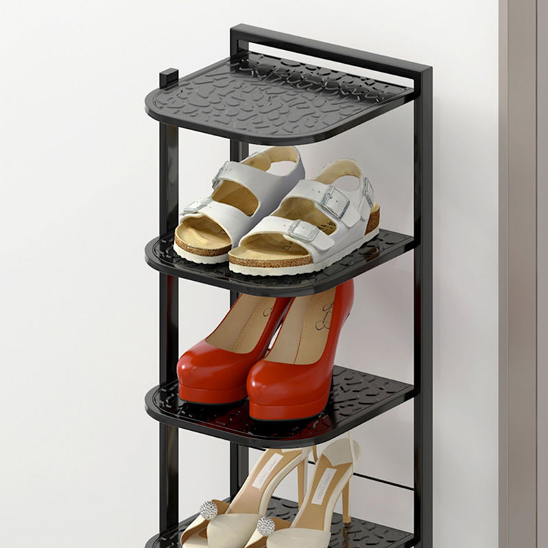 Modern Minimalist Iron Shoe Storage Rack in Square Pebble Pattern with Bake-Paint Finish — 5–10-Tier Options for Entryways & Living Rooms