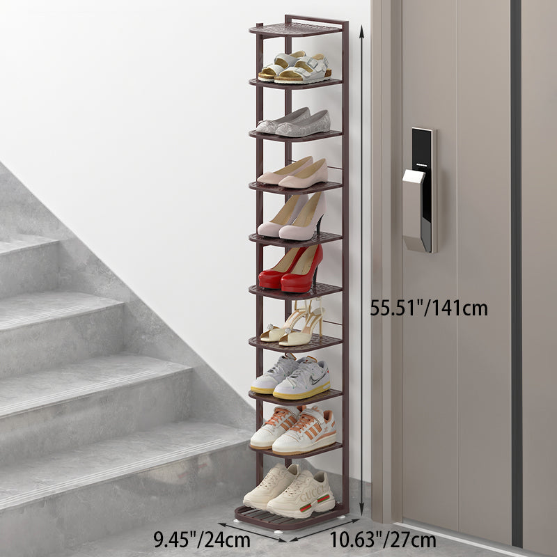 Modern Minimalist Iron Shoe Storage Rack in Square Pebble Pattern with Bake-Paint Finish — 5–10-Tier Options for Entryways & Living Rooms