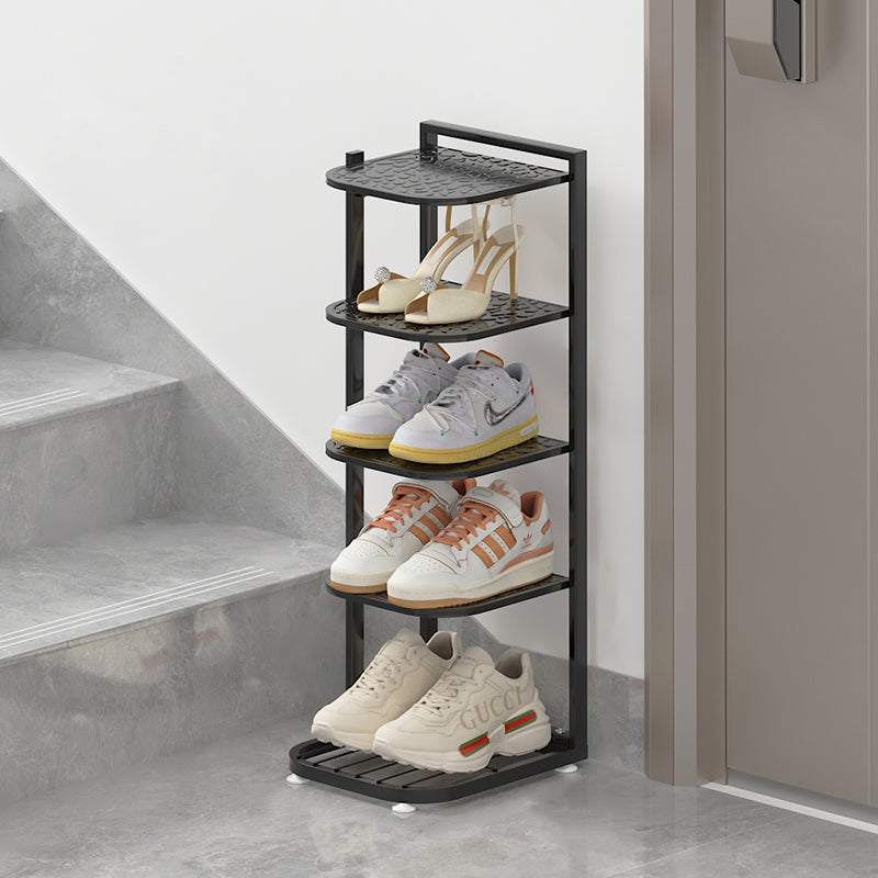 Modern Minimalist Iron Shoe Storage Rack in Square Pebble Pattern with Bake-Paint Finish — 5–10-Tier Options for Entryways & Living Rooms