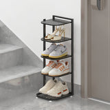 Modern Minimalist Iron Shoe Storage Rack in Square Pebble Pattern with Bake-Paint Finish — 5–10-Tier Options for Entryways & Living Rooms