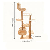 Modern Scandinavian Square Cat Tree with Multi-Layer Solid Wood Panels and Acrylic Fabric — Multi-Functional Living Room Centerpiece