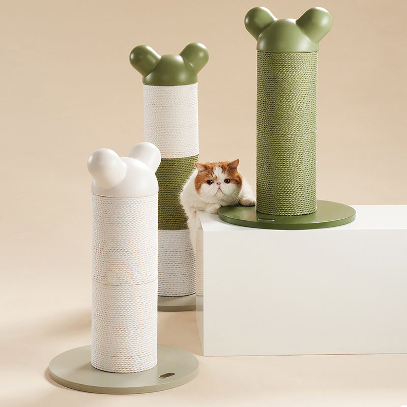 Modern Cylinder Cat Tree with HDPE Paper Rattan and Cold-Rolled Steel Frame – Contemporary Bedroom-Ready Design