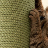 Modern Cylinder Cat Tree with HDPE Paper Rattan and Cold-Rolled Steel Frame – Contemporary Bedroom-Ready Design