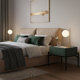 Luxurious Dark Green Nightstand with 1 Drawer and Stiletto Legs – Premium Bedside Table for the Bedroom