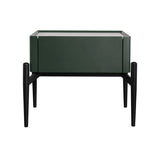 Luxurious Dark Green Nightstand with 1 Drawer and Stiletto Legs – Premium Bedside Table for the Bedroom