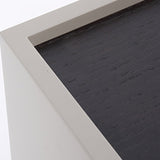 Sleek Modern Minimalist Nightstand with Dual Drawers — Light-Luxury Greige Neutral Bedside Storage Table for the Bedroom