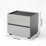 Sleek Modern Minimalist Nightstand with Dual Drawers — Light-Luxury Greige Neutral Bedside Storage Table for the Bedroom