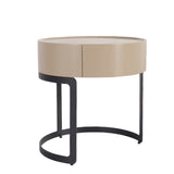 Luxurious Modern French-Cream Nightstand with a Single Drawer – Beige Lacquer Finish, Floating Bedside Storage Table