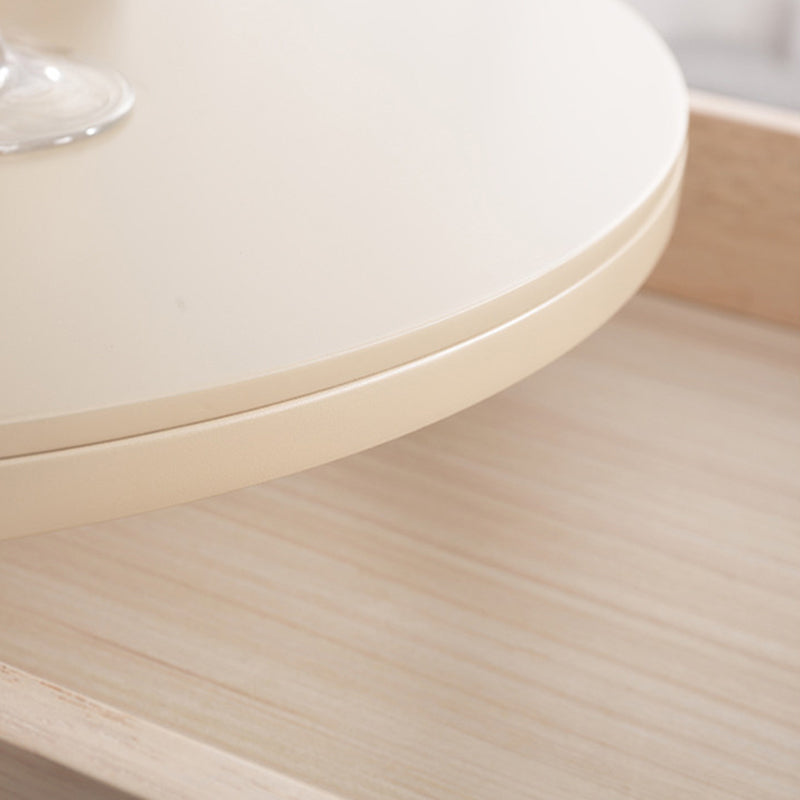 Luxurious Modern French-Cream Nightstand with a Single Drawer – Beige Lacquer Finish, Floating Bedside Storage Table