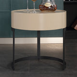 Luxurious Modern French-Cream Nightstand with a Single Drawer – Beige Lacquer Finish, Floating Bedside Storage Table
