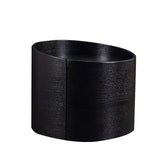 Sleek Modern Round Nightstand with One Drawer – Off-White/Black Curved Bedside Storage Table for Bedroom