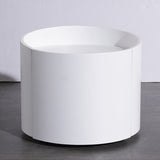Sleek Modern Round Nightstand with One Drawer – Off-White/Black Curved Bedside Storage Table for Bedroom