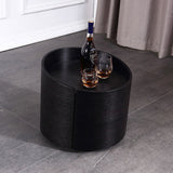 Sleek Modern Round Nightstand with One Drawer – Off-White/Black Curved Bedside Storage Table for Bedroom