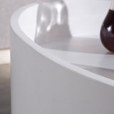 Sleek Modern Round Nightstand with One Drawer – Off-White/Black Curved Bedside Storage Table for Bedroom