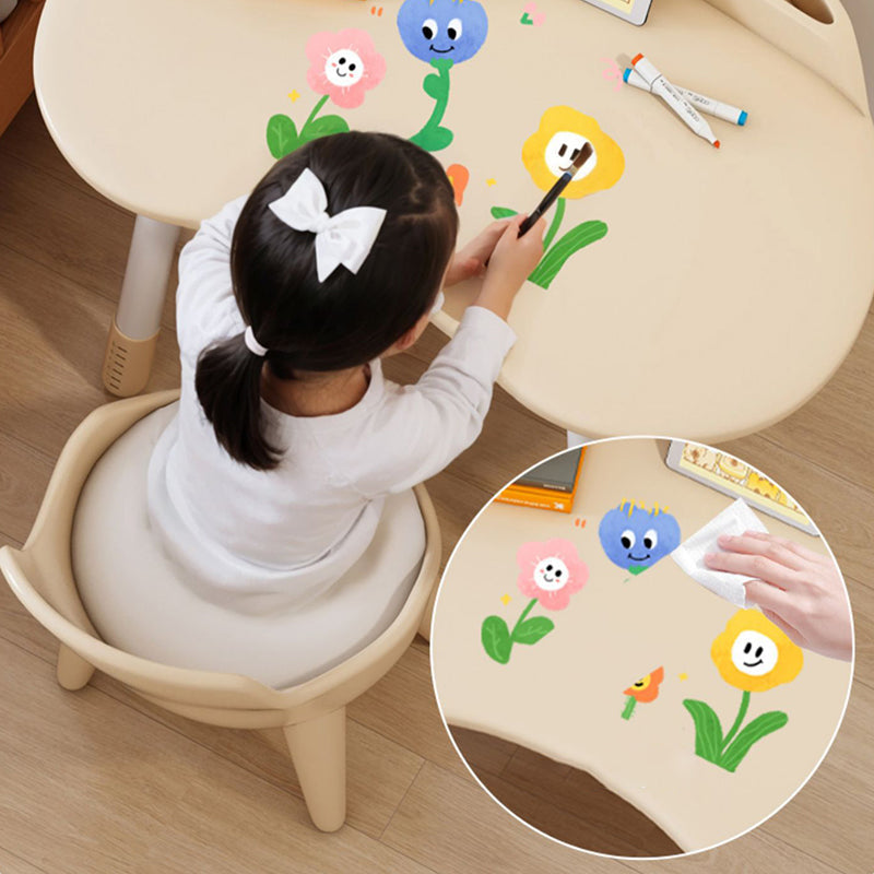 Modern Scandinavian Oval Solid Wood Kids Desk & Chair Set — Eco-Panel, Rubber Injection-Molding, Height-Adjustable for Bedroom