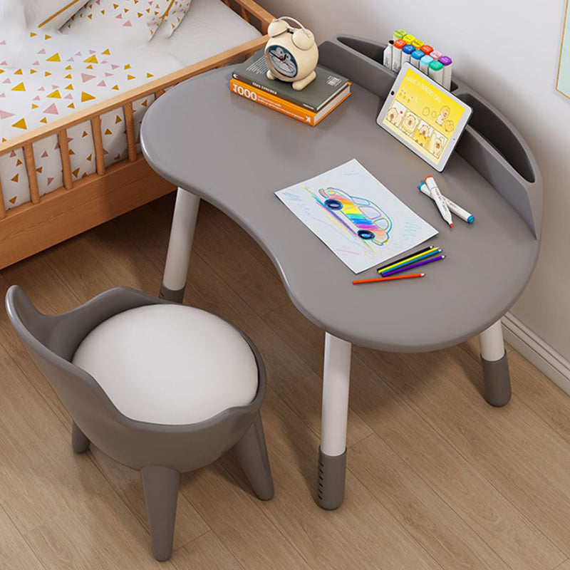 Modern Scandinavian Oval Solid Wood Kids Desk & Chair Set — Eco-Panel, Rubber Injection-Molding, Height-Adjustable for Bedroom
