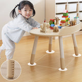 Modern Scandinavian Oval Solid Wood Kids Desk & Chair Set — Eco-Panel, Rubber Injection-Molding, Height-Adjustable for Bedroom