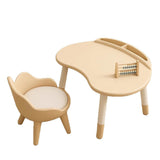 Modern Scandinavian Oval Solid Wood Kids Desk & Chair Set — Eco-Panel, Rubber Injection-Molding, Height-Adjustable for Bedroom