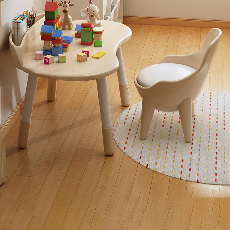 Modern Scandinavian Oval Solid Wood Kids Desk & Chair Set — Eco-Panel, Rubber Injection-Molding, Height-Adjustable for Bedroom