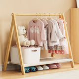 Contemporary Scandinavian Rectangular Natural Nan Bamboo Foldable Kids Hall Tree – 2- or 4-Tier Storage for Bedroom