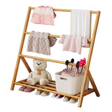 Contemporary Scandinavian Rectangular Natural Nan Bamboo Foldable Kids Hall Tree – 2- or 4-Tier Storage for Bedroom