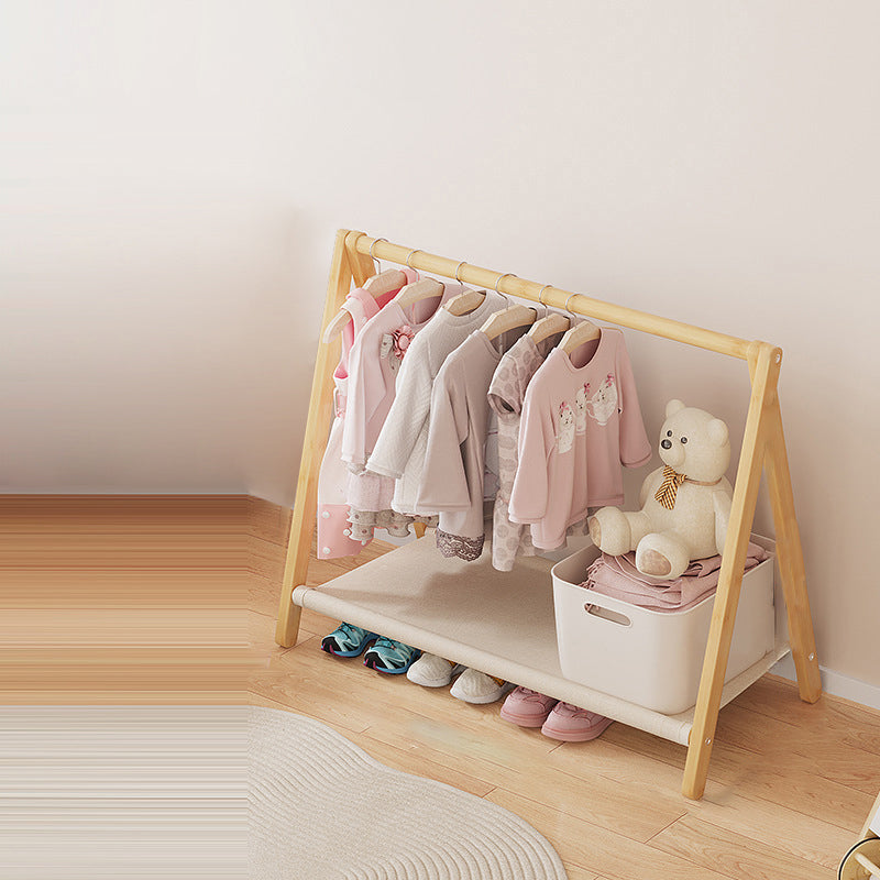 Contemporary Scandinavian Rectangular Natural Nan Bamboo Foldable Kids Hall Tree – 2- or 4-Tier Storage for Bedroom
