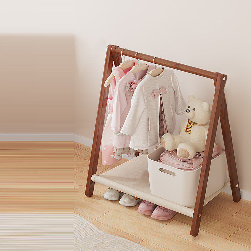 Contemporary Scandinavian Rectangular Natural Nan Bamboo Foldable Kids Hall Tree – 2- or 4-Tier Storage for Bedroom
