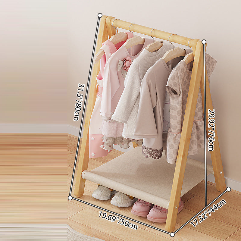 Contemporary Scandinavian Rectangular Natural Nan Bamboo Foldable Kids Hall Tree – 2- or 4-Tier Storage for Bedroom