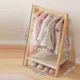 Contemporary Scandinavian Rectangular Natural Nan Bamboo Foldable Kids Hall Tree – 2- or 4-Tier Storage for Bedroom