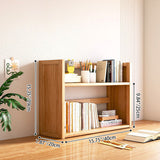 Contemporary Scandinavian Nano Bamboo MDF Storage Bookshelf – Rectangular, 2- or 3-Tier with 1 Drawer for Bedroom & Study
