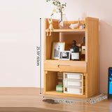 Contemporary Scandinavian Nano Bamboo MDF Storage Bookshelf – Rectangular, 2- or 3-Tier with 1 Drawer for Bedroom & Study