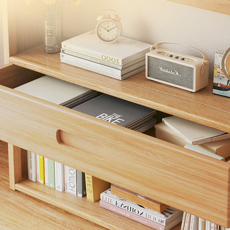 Contemporary Scandinavian Nano Bamboo MDF Storage Bookshelf – Rectangular, 2- or 3-Tier with 1 Drawer for Bedroom & Study