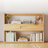 Contemporary Scandinavian Nano Bamboo MDF Storage Bookshelf – Rectangular, 2- or 3-Tier with 1 Drawer for Bedroom & Study