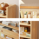 Contemporary Scandinavian Nano Bamboo MDF Storage Bookshelf – Rectangular, 2- or 3-Tier with 1 Drawer for Bedroom & Study
