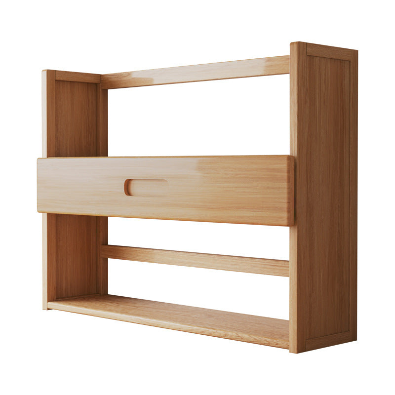 Contemporary Scandinavian Nano Bamboo MDF Storage Bookshelf – Rectangular, 2- or 3-Tier with 1 Drawer for Bedroom & Study