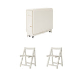 Space-Saving Scandinavian Contemporary Rectangular Desk & Foldable Chair Set with 1 Drawer – Rubberwood Solid Wood & MDF, for Living Room & Dining Room