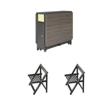 Space-Saving Scandinavian Contemporary Rectangular Desk & Foldable Chair Set with 1 Drawer – Rubberwood Solid Wood & MDF, for Living Room & Dining Room