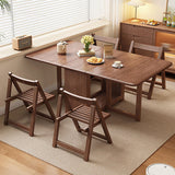 Contemporary Scandinavian Rectangular Rubberwood Desk & Foldable Chair Set – Solid Wood with Multi-Layer Panel, Ideal for Living & Dining Rooms