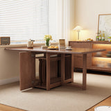 Contemporary Scandinavian Rectangular Rubberwood Desk & Foldable Chair Set – Solid Wood with Multi-Layer Panel, Ideal for Living & Dining Rooms