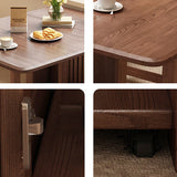 Contemporary Scandinavian Rectangular Rubberwood Desk & Foldable Chair Set – Solid Wood with Multi-Layer Panel, Ideal for Living & Dining Rooms