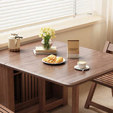 Contemporary Scandinavian Rectangular Rubberwood Desk & Foldable Chair Set – Solid Wood with Multi-Layer Panel, Ideal for Living & Dining Rooms