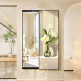 Contemporary Rectangular Full-Length Mirror in Float Glass with Push-Slide PS Frame – Decorative Wall Mirror for Living Room & Entryways