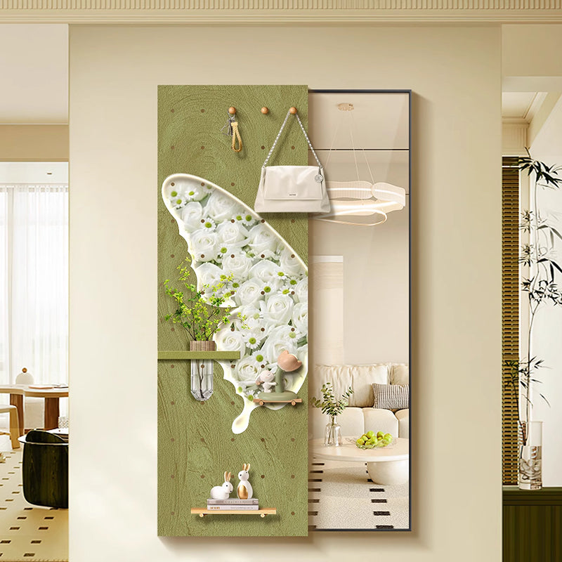 Contemporary Rectangular Full-Length Mirror with Float Glass & MDF Frame (Medium-Density Fiberboard), Push-Slide Decorative Accent for Living Room & Entryways